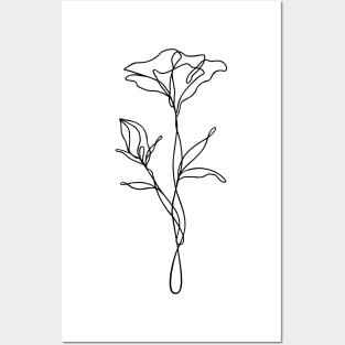 Wildflower Line Art | Floral Botanical Minimalist Lineart Posters and Art